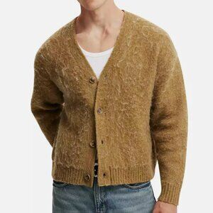 Cotton On Men's Cropped Cardigan Sweater Wheat Size M